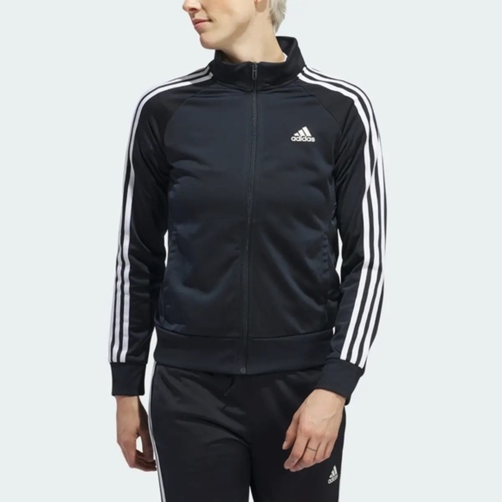 Adidas Essentials 3-Stripe Track Jacket Black White Womens Small